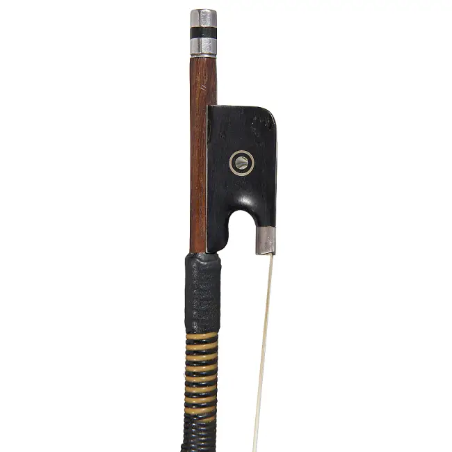 4/4 German Violoncello bow stamped Bausch, Silver Mounted, Round Stick, 73g - Cover Image